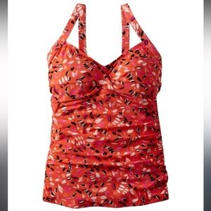 L.L. Bean Shaping Swimwear Tankini Top Floral Plus Size 20W 20 Wide UPF 50+ K